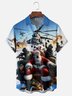 Moisture-Wicking Santa Claus Fighter Chest Pocket Hawaiian Shirt