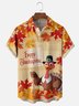 Moisture-Wicking Thanksgiving Turkey Maple Leaf Chest Pocket Hawaiian Shirt