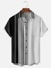 Moisture Wicking Ombre Stripe Chest Pocket Bowling Shirt