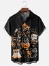 Hardaddy x Eduely Moisture-wicking Fun Halloween Cat Ghost Pumpkin Chest Pocket Casual Shirt