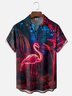 Moisture-wicking Palm Tree Flamingo Chest Pocket Hawaiian Shirt