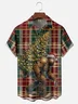 Moisture-Wicking Bigfoot Christmas Tree Lights Plaid Chest Pocket Hawaiian Shirt