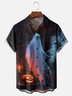 Moisture-wicking Halloween Ghost Pumpkin Castle Chest Pocket Casual Shirt