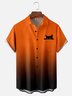 Moisture-wicking Halloween Black Cat Gradient Color Chest Pocket Casual Shirt