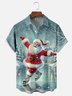 Moisture-wicking Christmas Santa Claus Chest Pocket Casual Shirt