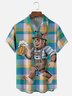 Moisture-Wicking Bartender Uniform With Bigfoot Beer Plaid Chest Pocket Hawaiian Shirt