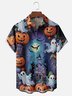 Moisture-wicking Halloween Castle Ghost Pumpkin Chest Pocket Casual Shirt
