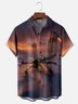 Moisture-wicking Star Spaceship Planets Chest Pocket Casual Shirt