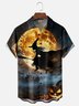 Moisture-wicking Halloween Witch Pumpkin Moon Castle Chest Pocket Casual Shirt