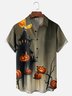 Moisture-wicking Halloween Castle Pumpkin Chest Pocket Casual Shirt
