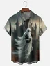 Moisture-wicking Halloween Ghost Cat Castle Chest Pocket Casual Shirt