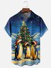 Moisture-wicking Christmas Santa Penguin Chest Pocket Casual Shirt