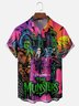 Moisture Wicking Halloween The Monsters Chest Pocket Hawaiian Shirt