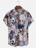 Moisture Wicking Floral Cat Chest Pocket Hawaiian Shirt