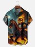 Moisture-wicking American Football Pumpkin Headless Horseman Halloween Chest Pocket Casual Shirt