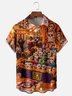 Moisture-wicking Day of the Dead Skeleton Fun Scene Chest Pocket Casual Shirt