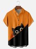 Moisture-wicking Halloween Cat Chest Pocket Casual Shirt