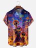 Moisture-wicking Day of the Dead Skeleton Fun Scene Chest Pocket Casual Shirt