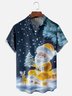 Moisture-wicking Christmas Santa Claus Fun Snow Scene Chest Pocket Casual Shirt