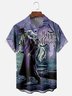 Moisture Wicking Halloween Monster Chest Pocket Hawaiian Shirt