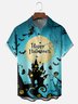 Moisture Wicking Halloween Witch Castle Chest Pocket Hawaiian Shirt