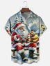 Moisture-wicking Christmas Santa Claus Chicken Chest Pocket Casual Shirt