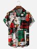 Moisture-Wicking Christmas Santa Claus Abstract Geometric Chest Pocket Hawaiian Shirt