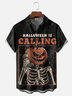 Hardaddy X Eduely Moisture-wicking Halloween Pumpkin Skull Chest Pocket Hawalian Shirt