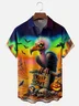 Moisture Wicking Halloween Pumpkin Skull Vulture Chest Pocket Hawaiian Shirt