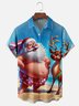 Moisture Wicking Christmas Elk Santa Beach Vacation Chest Pocket Hawaiian Shirt
