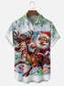 Moisture Wicking Christmas Santa Claus Riding an Elk Chest Pocket Hawaiian Shirt
