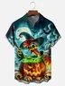 Moisture Wicking Halloween Pumpkin Wizard Skull Chicken Chest Pocket Hawaiian Shirt