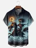 Moisture Wicking Halloween Skeleton Horse Chest Pocket Hawaiian Shirt