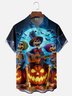 Moisture-wicking Halloween Fun Skull Pumpkin Chest Pocket Casual Shirt