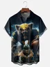 Moisture-wicking American Football Michigan Art Wolverine Chest Pocket Casual Shirt