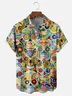 Tall Size Moisture Wicking Day Of The Dead Skull Floral Chest Pocket Hawaiian Shirt