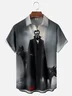 Moisture-wicking Halloween Fun Vampire Count Chest Pocket Casual Shirt