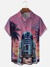 Moisture-Wicking Star Robot Coconut Tree Pocket Hawaiian Shirt