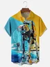 Moisture-Wicking Star Robot Pocket Hawaiian Shirt