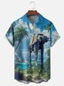 Moisture-Wicking Star Robot Coconut Tree Pocket Hawaiian Shirt