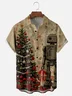 Moisture-Wicking Christmas Star Robot Christmas Tree Chest Pocket Hawaiian Shirt