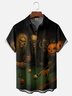 Moisture Wicking Halloween Monster Pool Vulture Chest Pocket Hawaiian Shirt