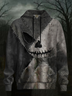 Halloween Stitched Ghost Face Hooded Sweatshirt