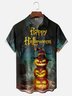 Moisture-wicking Halloween Pumpkin Chest Pocket Casual Shirt