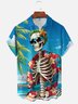 Moisture-wicking Palm Tree Skull Chest Pocket Hawaiian Shirt
