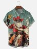 Moisture Wicking Merry Christmas Santa Claus Riding Bull Chest Pocket Hawaiian Shirt