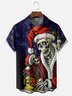 Moisture-wicking Christmas Santa Claus Skull Chest Pocket Casual Shirt