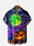 Tall Size Moisture-wicking Halloween Pumpkin Graveyard Fun Chest Pocket Casual Shirt