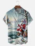 Moisture-wicking Christmas Santa Claus Fishing Chest Pocket Casual Shirt