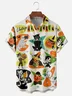 Moisture-wicking Vintage Halloween Cat Chest Pocket Casual Shirt